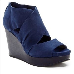 Eileen Fisher Draw Suede Wedge Sandal, Sz 10